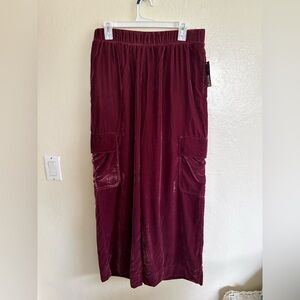 NWT Universal Thread Women’s Burgundy Velvet Cargo Pants Size Medium